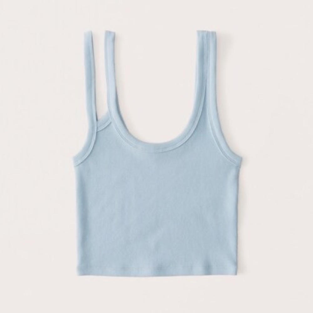 Abercrombie & Fitch Ribbed Asymmetrical Tank - Baby Blue